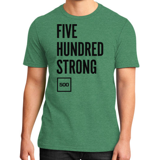 District T-Shirt (on man) Heather green 500 Startups Idea
