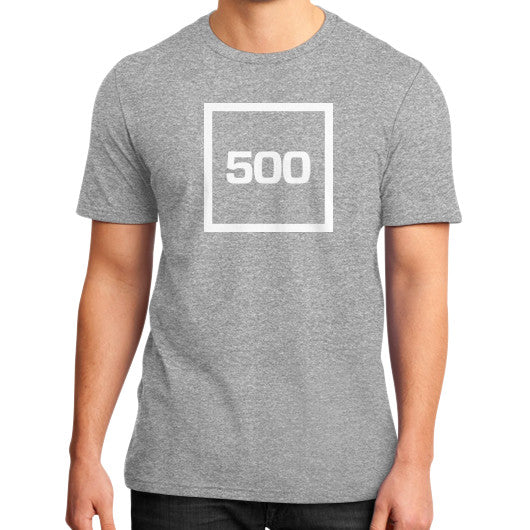 District T-Shirt (on man) Heather grey 500 Startups Idea