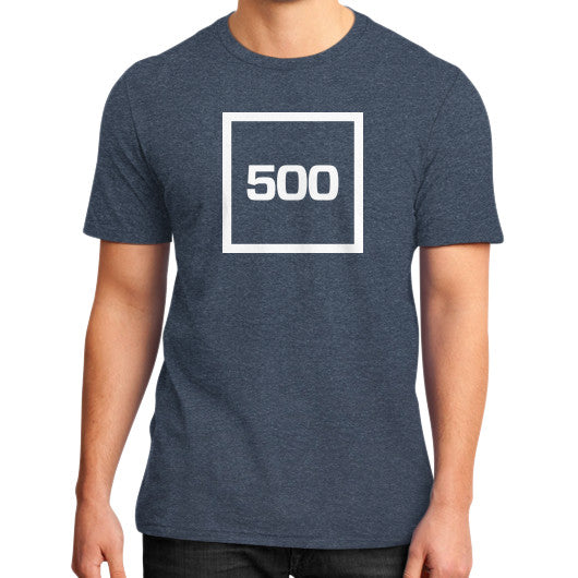 District T-Shirt (on man) Heather navy 500 Startups Idea