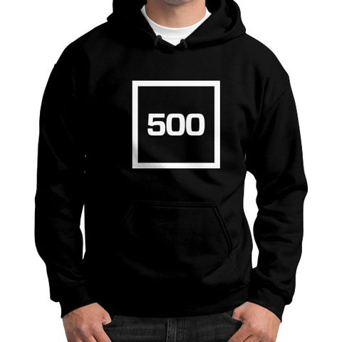 Gildan Hoodie (on man) Black 500 Startups Idea