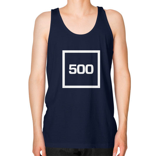 Unisex Fine Jersey Tank (on man) Navy 500 Startups Idea