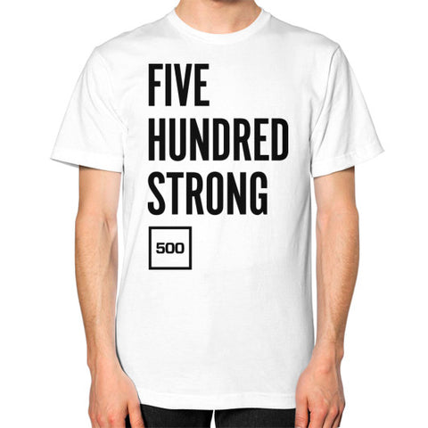 Unisex T-Shirt (on man) White 500 Startups Idea