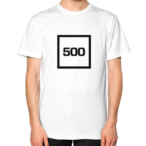 Unisex T-Shirt (on man) White 500 Startups Idea