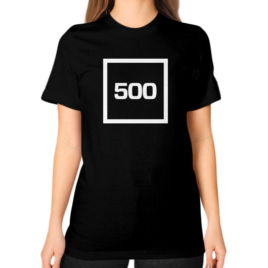 Unisex T-Shirt (on woman) Black 500 Startups Idea