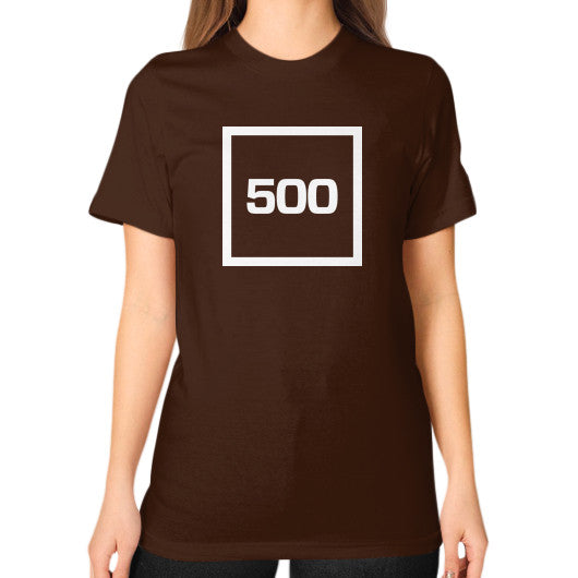 Unisex T-Shirt (on woman) Brown 500 Startups Idea