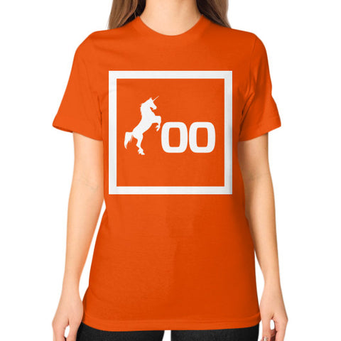 Unisex T-Shirt (on woman) Orange 500 Startups Idea