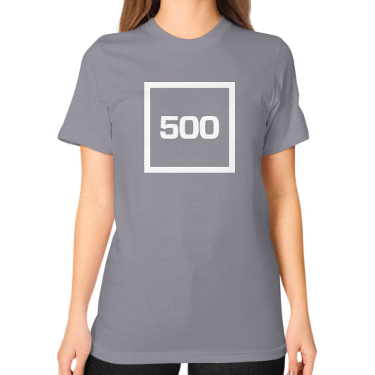 Unisex T-Shirt (on woman) Slate 500 Startups Idea