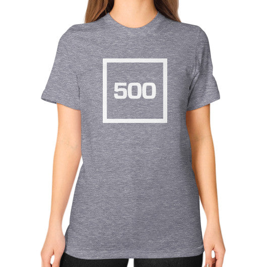 Unisex T-Shirt (on woman) Tri-Blend Grey 500 Startups Idea