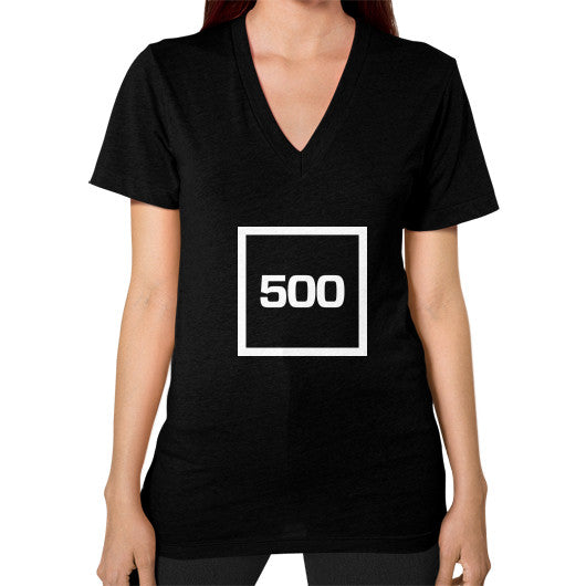 V-Neck (on woman) Black 500 Startups Idea