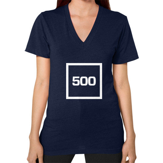 V-Neck (on woman) Navy 500 Startups Idea