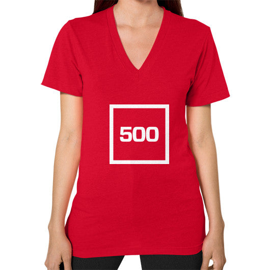 V-Neck (on woman) Red 500 Startups Idea