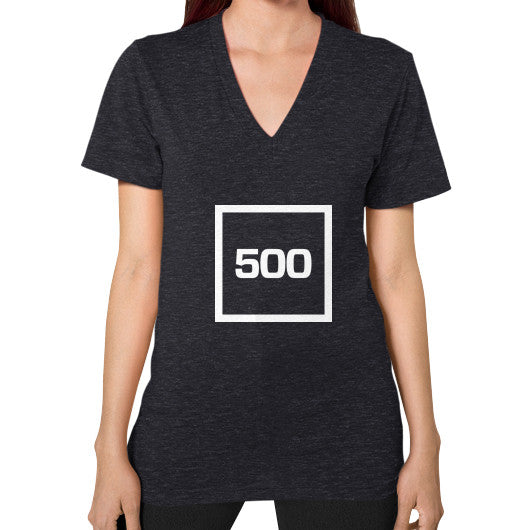 V-Neck (on woman) Tri-Blend Black 500 Startups Idea