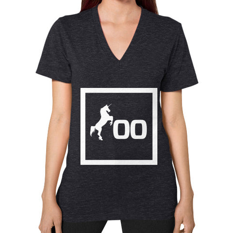 V-Neck (on woman) Tri-Blend Black 500 Startups Idea