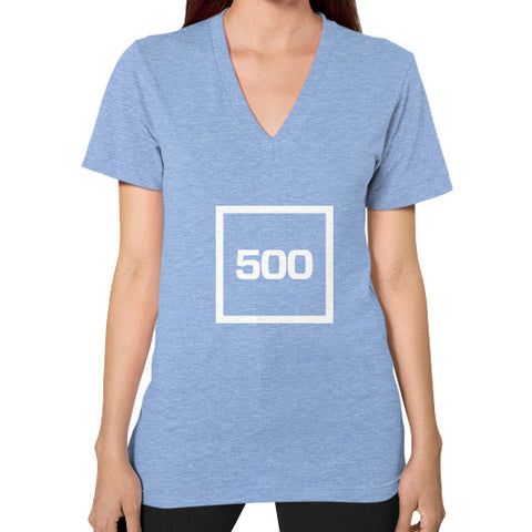 V-Neck (on woman) Tri-Blend Blue 500 Startups Idea