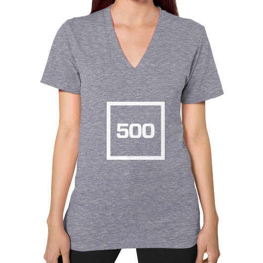 V-Neck (on woman) Tri-Blend Grey 500 Startups Idea