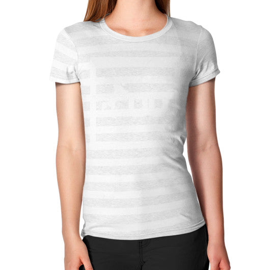 Women's T-Shirt Ash White Stripe 500 Startups Idea