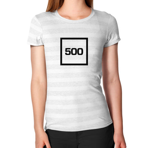 Women's T-Shirt Ash White Stripe 500 Startups Idea