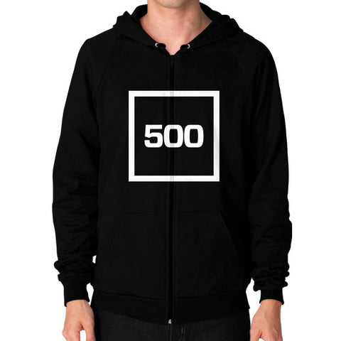 Zip Hoodie (on man) Black 500 Startups Idea
