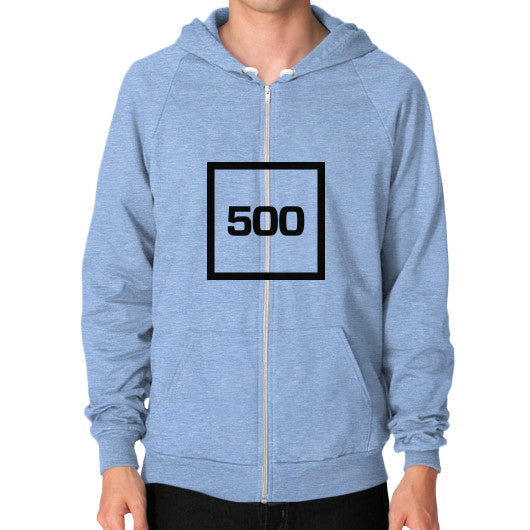 Zip Hoodie (on man) Tri-Blend Blue 500 Startups Idea