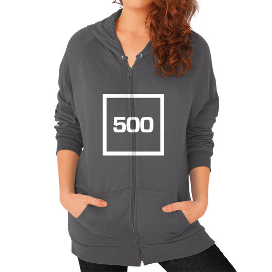 Zip Hoodie (on woman) Asphalt 500 Startups Idea