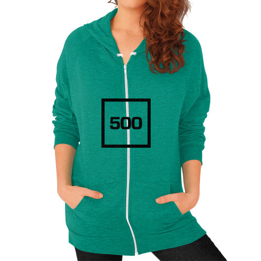 Zip Hoodie (on woman) Tri-Blend Vintage Green 500 Startups Idea